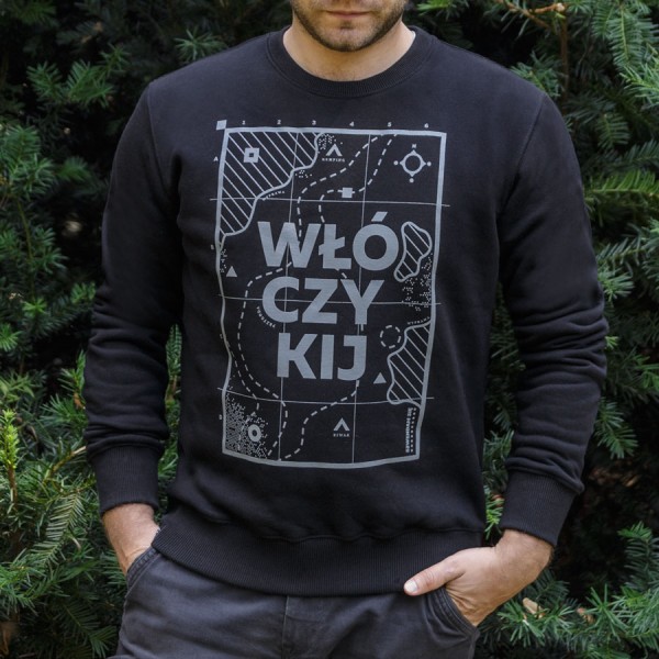 Bluza męska bez kaptura WŁÓCZYKIJ czarna 